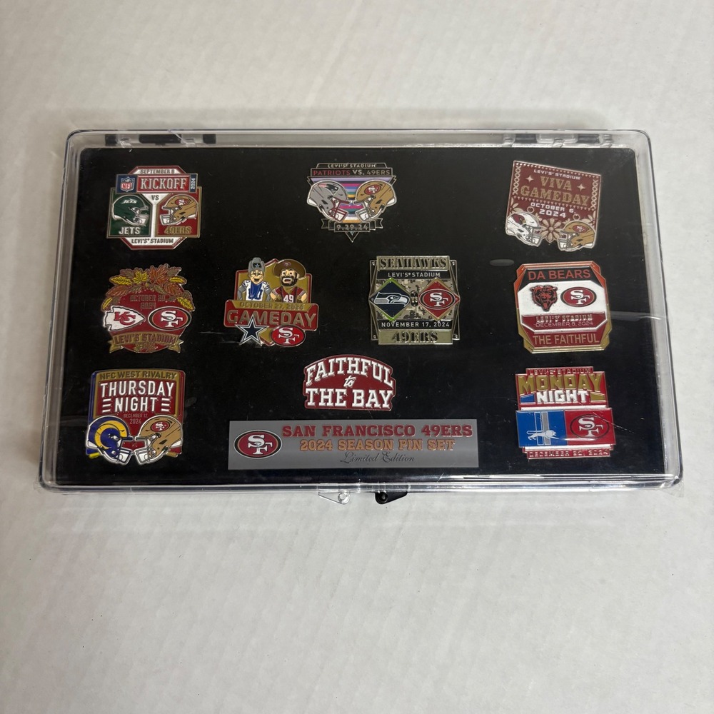 San Francisco 49ers 2024 Season 10 Piece Pin Set Limited Edition NWT